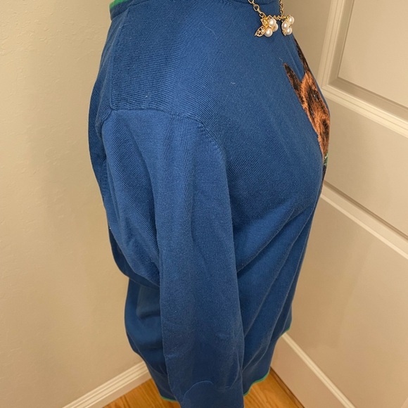 Lands End size Large Blue Sweater with Dog Design - Picture 4 of 9